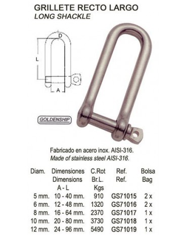 manille longue 12mm