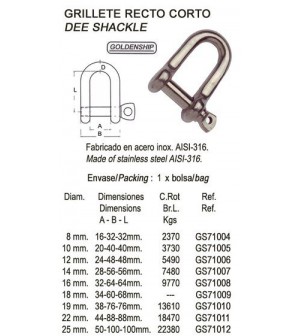 manille inox courte 19mm