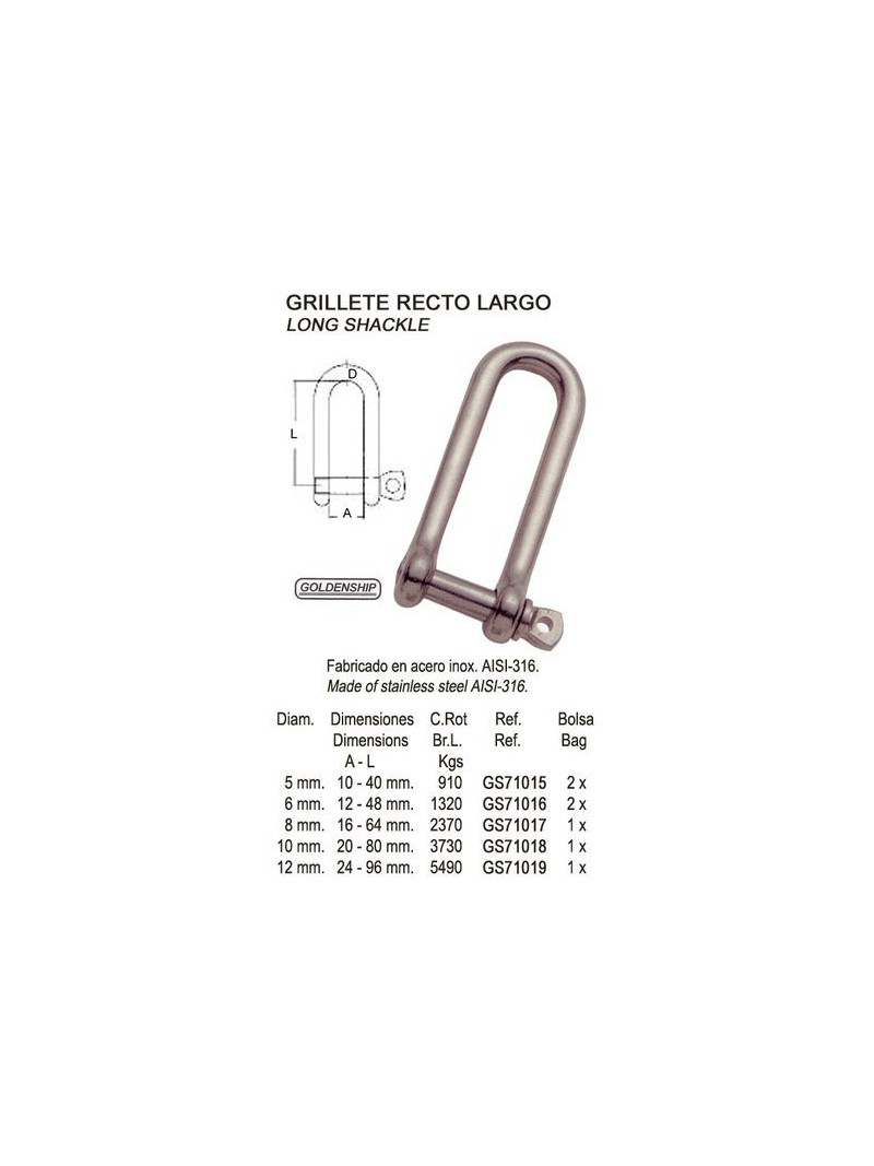 manille longue inox 6mm