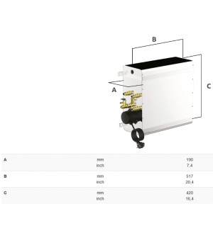 chauffe-eau rectangulaire inox 20lt 230v/1250w