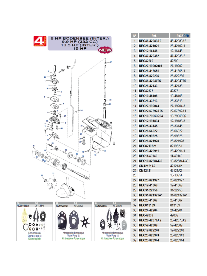 8 cv bodensee(inter.) 9.9 cv (232cc) 13.5 cv (inter.) 15cv 4 temps