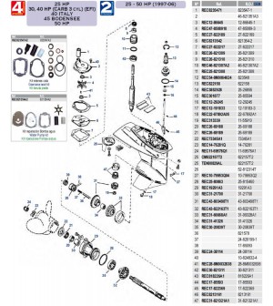 25cv-30/40cv(carb 3 cyl)(EFI)-40cv italie-45cv bodensee-50cv 4 temps